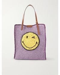 Anya Hindmarch - Wink Leather-Trimmed Raffia Tote - Lyst