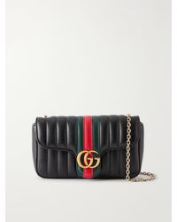 Gucci - Jetset Gg Marmont Web-Trimmed Quilted Leather Crossbody Bag - Lyst
