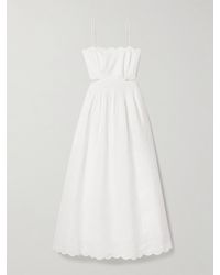 Zimmermann - Rhiannon Cutout Pleated Scalloped Linen-Voile Midi Dress - Lyst