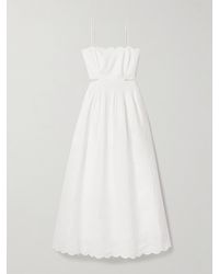 Zimmermann - Rhiannon Cutout Pleated Scalloped Linen-Voile Midi Dress - Lyst