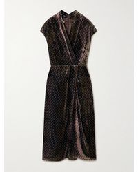 Dries Van Noten - Midikleid Aus Bedrucktem Samt Mit Wickeleffekt - Lyst