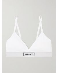 Versace - Triangel-Bh Aus Gerippter Stretch-Baumwolle - Lyst