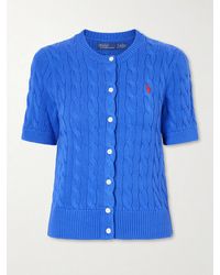 Polo Ralph Lauren - Logo-Embroidered Cable-Knit Cotton Cardigan - Lyst