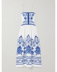 FARM Rio - Bead-Embellished Printed Linen-Blend Midi Dress - Lyst