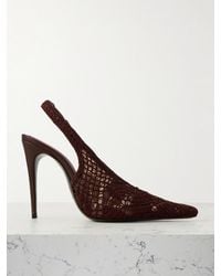 Magda Butrym - Slingback-Pumps Aus Mesh Und Häkelmaterial Mit Lederbesätzen - Lyst