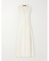 Ralph Lauren - Kensley Canvas Silk And Linen-Blend Midi Dress - Lyst