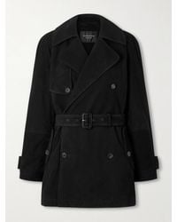 Balenciaga - Double-Breasted Belted Suede Trench Coat - Lyst