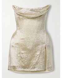 Wiederhoeft - Ivy Draped Strapless Beaded Tulle Mini Dress - Lyst