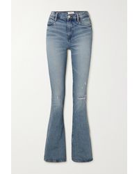 FRAME Le High Flare Distressed High-rise Jeans - Blue