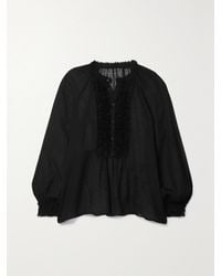 Ulla Johnson - Bardot Frayed Wool-Gauze Blouse - Lyst