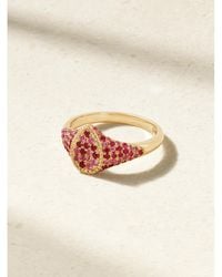 Yvonne Léon - Baby Chevalière Poire 9-Karat, Ruby And Sapphire Signet Ring - Lyst