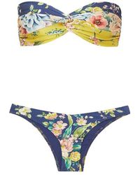 Zimmermann Zinnia Bikini Mit Blumenprint Und Twist-detail - Blau