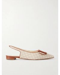 Manolo Blahnik - Maylurabi Buckle-Detailed Leather-Trimmed Woven Slingback Pumps - Lyst