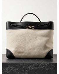 Bottega Veneta - Andiamo Large Embellished Leather-Trimmed Canvas Tote - Lyst