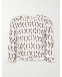 Isabel Marant - Arie Open-Back Ruffled Floral-Print Smocked Cotton Blouse - Lyst