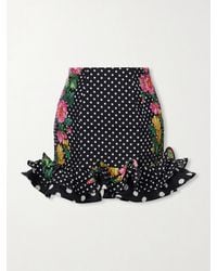 Charo Ruiz - Alameda Shirred Ruffled Floral-Print Polka-Dot Cotton-Blend Mini Skirt - Lyst