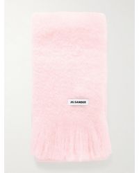 Jil Sander - Fringed Mohair And Wool-Bend Scarf - Lyst