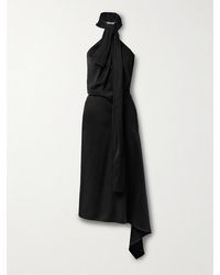 Givenchy - Asymmetric Knotted Crepe De Chine Halterneck Midi Dress - Lyst