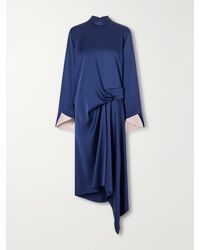 Stella McCartney - Asymmetric Draped Satin Midi Dress - Lyst