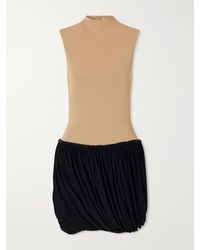 Abadia - Draped Bead-Embellished Two-Tone Jersey Mini Dress - Lyst