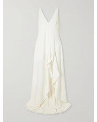 Stella McCartney - Asymmetric Ruffled Crepe Maxi Dress - Lyst
