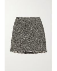 Tory Burch Frayed Wool-blend Tweed Mini Skirt - Black