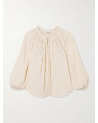 Isabel Marant - Jenna Frayed Braided Gathered Cotton-Gauze Blouse - Lyst