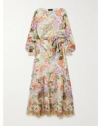 Etro - Belted Floral-Print Silk-Crepon Maxi Dress - Lyst