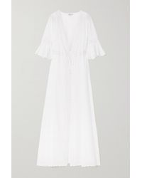 Charo Ruiz Crocheted Lace-trimmed Cotton-blend Voile Robe - White