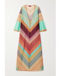 Missoni Gestreifter Kaftan Aus Häkelstrick In Metallic-optik - Orange