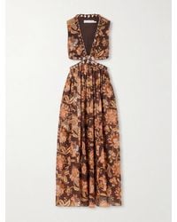 Zimmermann - Aster Cut-Out Printed Cotton Midi Dress - Lyst