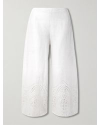 Bode - Belvoir Broderie Anglaise Linen Straight-Leg Pants - Lyst
