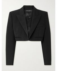 Dolce & Gabbana - Verkürzter Blazer Aus Gabardine Aus Einer Wollmischung Mit Satinbesätzen - Lyst