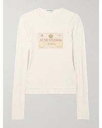 Acne Studios - Mehrlagiges Oberteil Aus Geripptem Jersey Aus Einer Modal-Leinenmischung Mit Print - Lyst