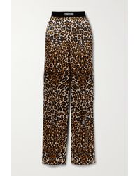 Tom Ford Velvet-trimmed Leopard-print Stretch-silk Satin Trousers - Multicolour
