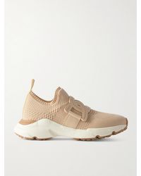 Tod's - Leather-Trimmed Stretch-Knit Slip-On Sneakers - Lyst
