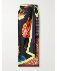 Dries Van Noten - Floral-Print Silk-Satin Wrap Midi Skirt - Lyst
