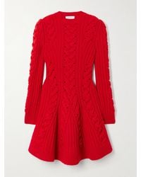 McQueen - Ribbed And Cable-Knit Wool And Cashmere-Blend Mini Dress - Lyst