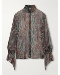 Etro - Ruffled Paisley-Print Silk-Blend Chiffon Blouse - Lyst