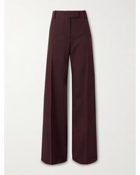 McQueen - Satin-Trimmed Wool And Mohair-Blend Wide-Leg Pants - Lyst