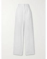 The Row - Bufus Pleated Cotton-Poplin Straight-Leg Pants - Lyst