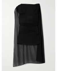 Proenza Schouler - Aurora Cape-Effect Asymmetric Layered Twill-Trimmed Chiffon Blouse - Lyst