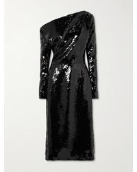 16Arlington - Danae Asymmetrisches Midikleid Aus Crêpe Mit Pailletten Und Raffungen - Lyst