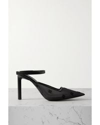 Givenchy - Show Logo-Embroidered Leather-Trimmed Mesh Slingback Pumps - Lyst