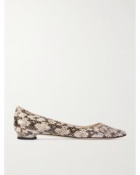 Manolo Blahnik - Bb 10 Snake-Effect Leather Point-Toe Flats - Lyst