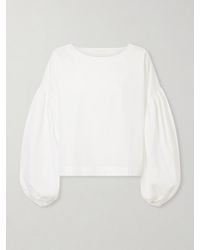 Suzie Kondi - Balon Cropped Gathered Cotton-Poplin Blouse - Lyst