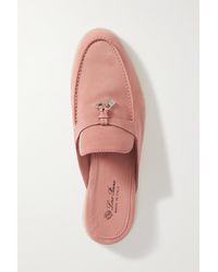 Loro Piana Babouche Charms Walk Suede Slippers - Pink
