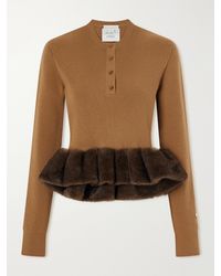 Stella McCartney - Shearling-Trim Wool-Blend Cardigan - Lyst