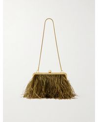 KHAITE - Lilith Feather-Trimmed Satin Shoulder Bag - Lyst