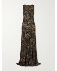 Etro - Paisley-Print Metallic Ribbed-Knit Maxi Dress - Lyst